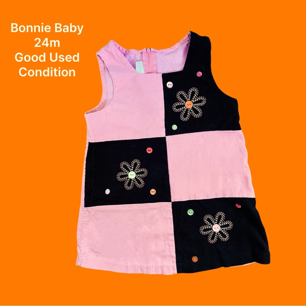 Bonnie Baby 24mo Corduroy Dress in Pink and Brown with orange & green accents